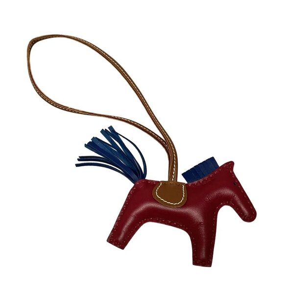 Auth HERMES Rodeo Charm PM Bluedemalte Ruby Fauve Agneau Milo A Bag Charm - Picture 6 of 6